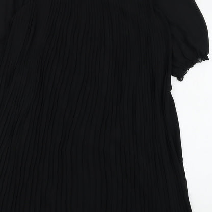Utam Boutique Womens Black Polyester Basic Blouse Size 10 Square Neck