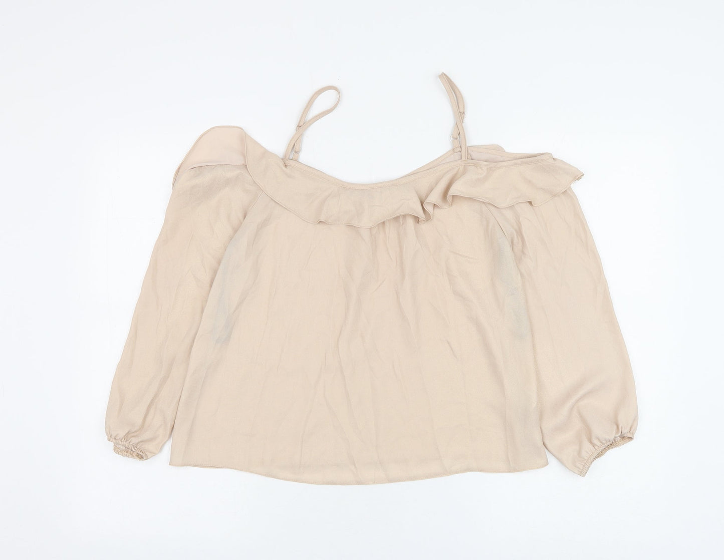 Womens UK Size 8 Dorothy Perkins Beige Basic Blouse