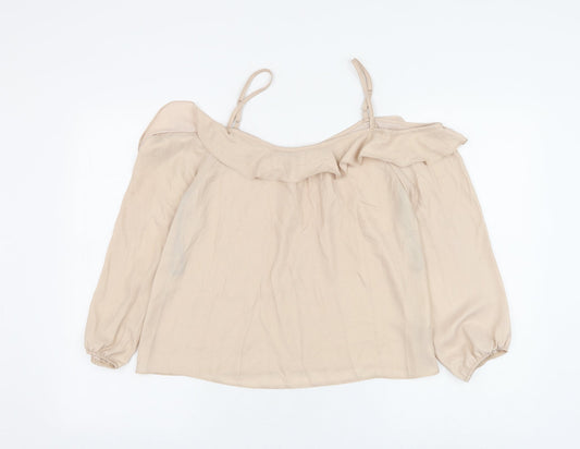 Womens UK Size 8 Dorothy Perkins Beige Basic Blouse