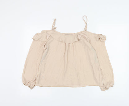 Womens UK Size 8 Dorothy Perkins Beige Basic Blouse