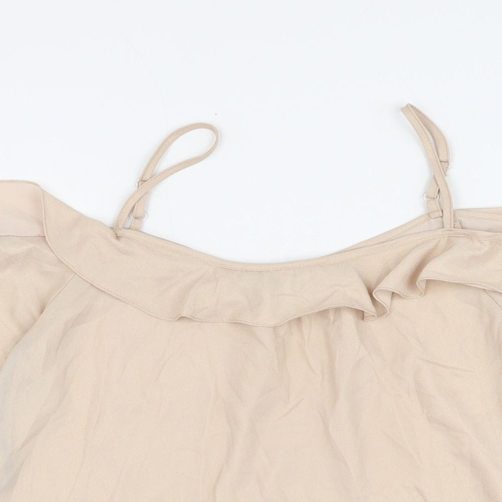 Womens UK Size 8 Dorothy Perkins Beige Basic Blouse