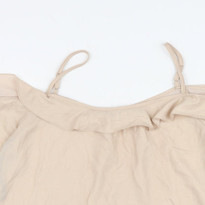 Womens UK Size 8 Dorothy Perkins Beige Basic Blouse