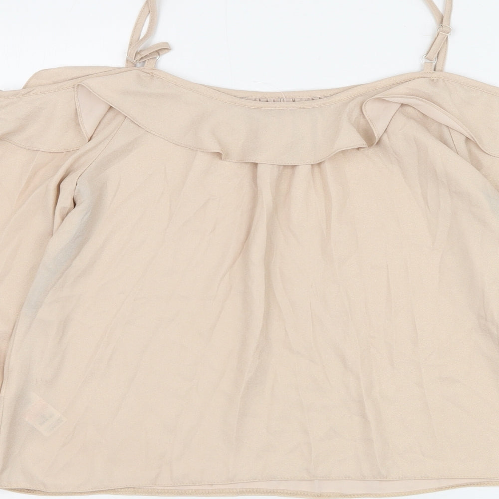 Womens UK Size 8 Dorothy Perkins Beige Basic Blouse