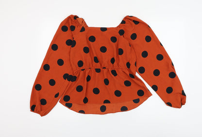 Womens UK Size 8 Preworn Orange Basic Blouse