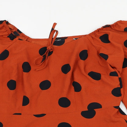 Womens UK Size 8 Preworn Orange Basic Blouse