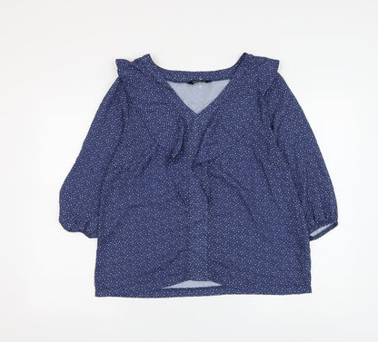 Womens UK Size 14 Kaleidoscope Blue Basic Blouse