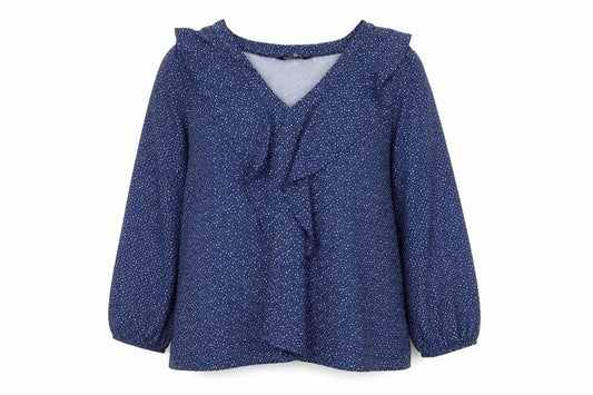 Womens UK Size 14 Kaleidoscope Blue Basic Blouse