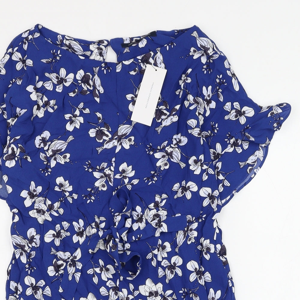 French Connection Womens Blue Floral Viscose Playsuit One-Piece Size 6 L3 in Button