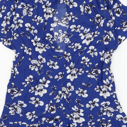 French Connection Womens Blue Floral Viscose Playsuit One-Piece Size 6 L3 in Button