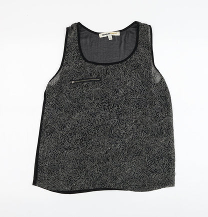 Clements Ribeiro Womens Black Geometric Polyester Camisole Tank Size M Round Neck