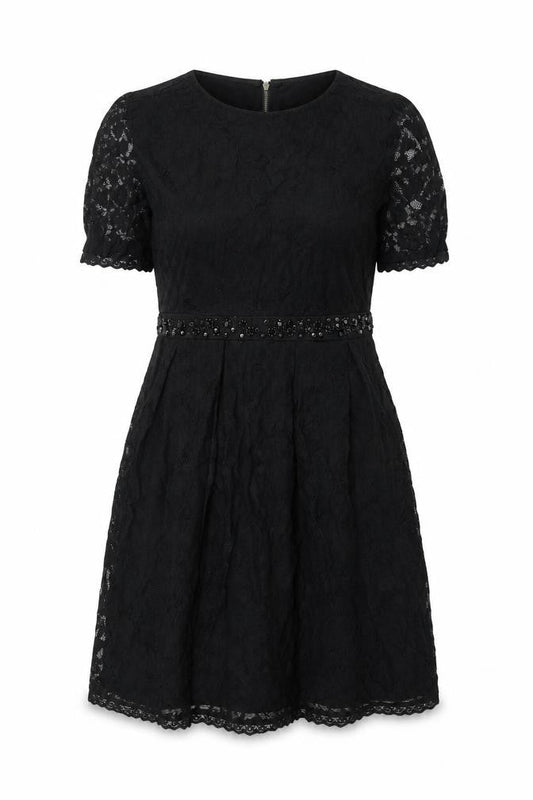 Yumi Womens Black Floral Nylon Shift Size 10 Round Neck Zip