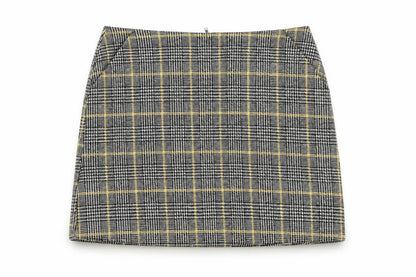 Brand Attic Womens Black Plaid Polyester A-Line Skirt Size 8 Zip