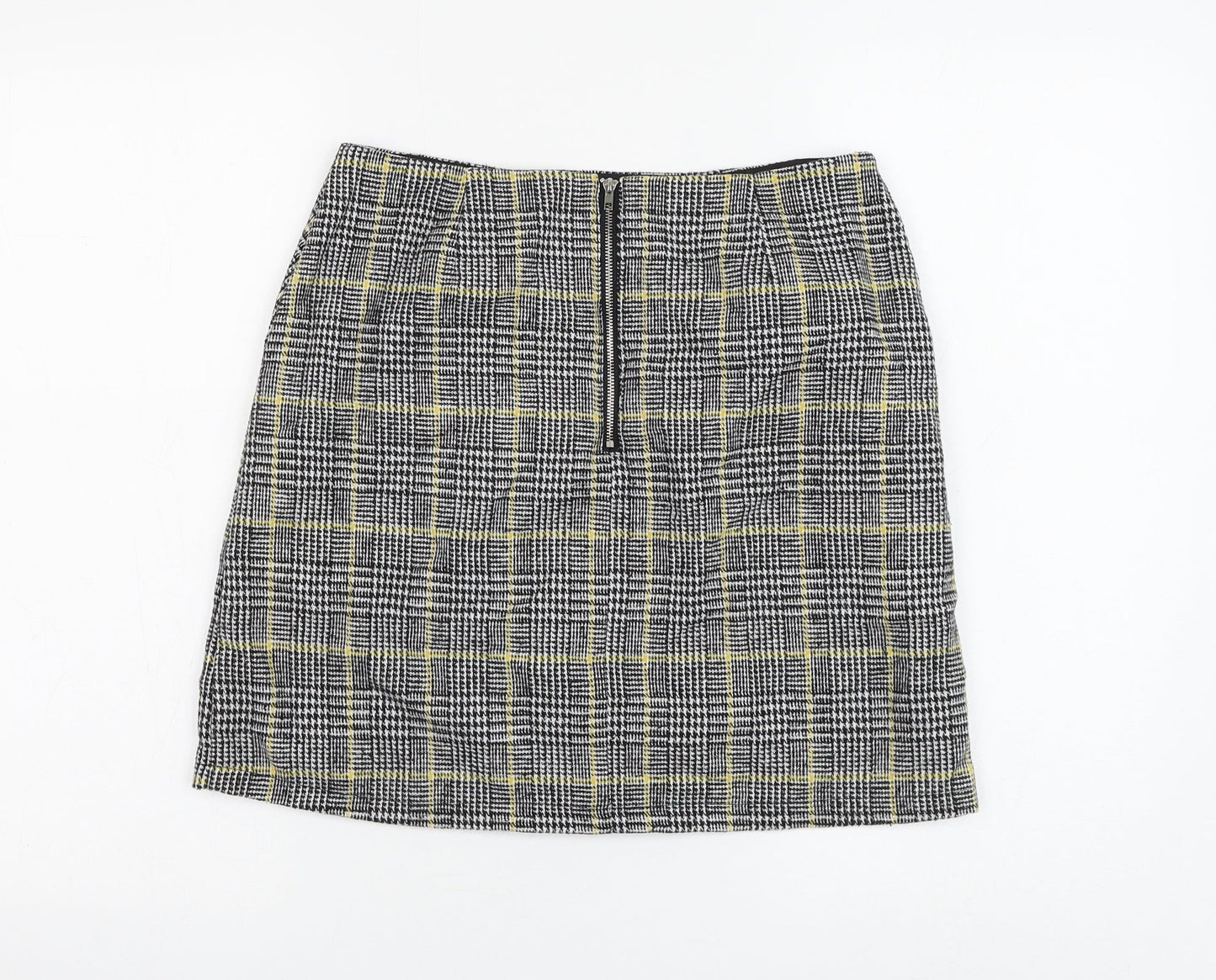Brand Attic Womens Black Plaid Polyester A-Line Skirt Size 8 Zip
