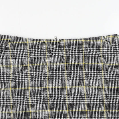 Brand Attic Womens Black Plaid Polyester A-Line Skirt Size 8 Zip