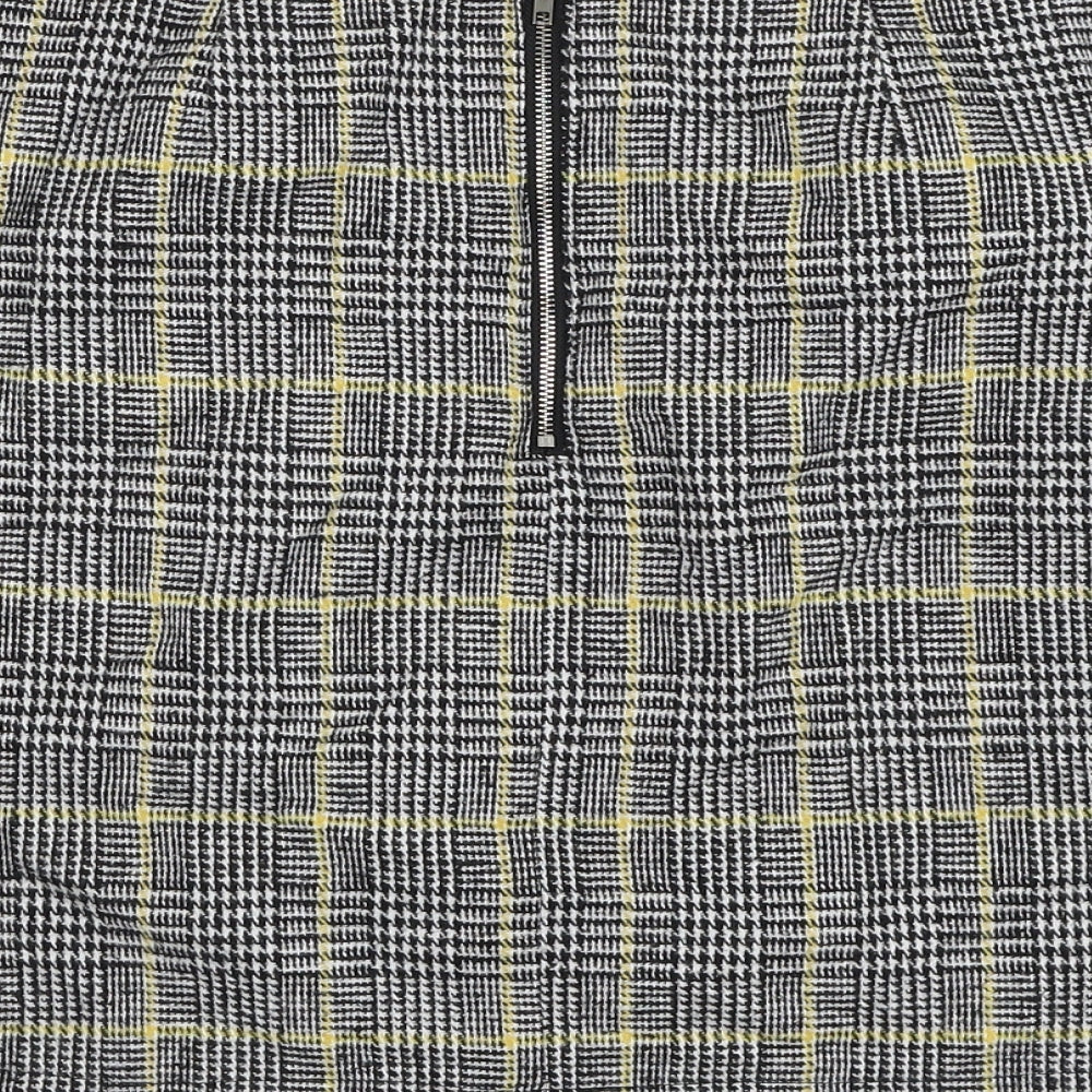 Brand Attic Womens Black Plaid Polyester A-Line Skirt Size 8 Zip