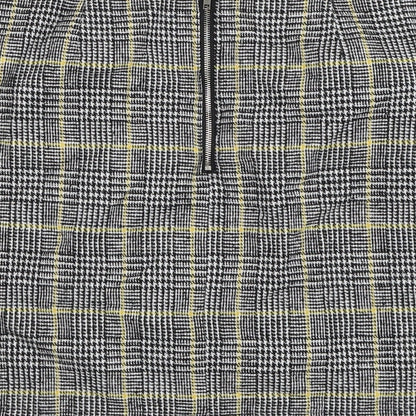 Brand Attic Womens Black Plaid Polyester A-Line Skirt Size 8 Zip
