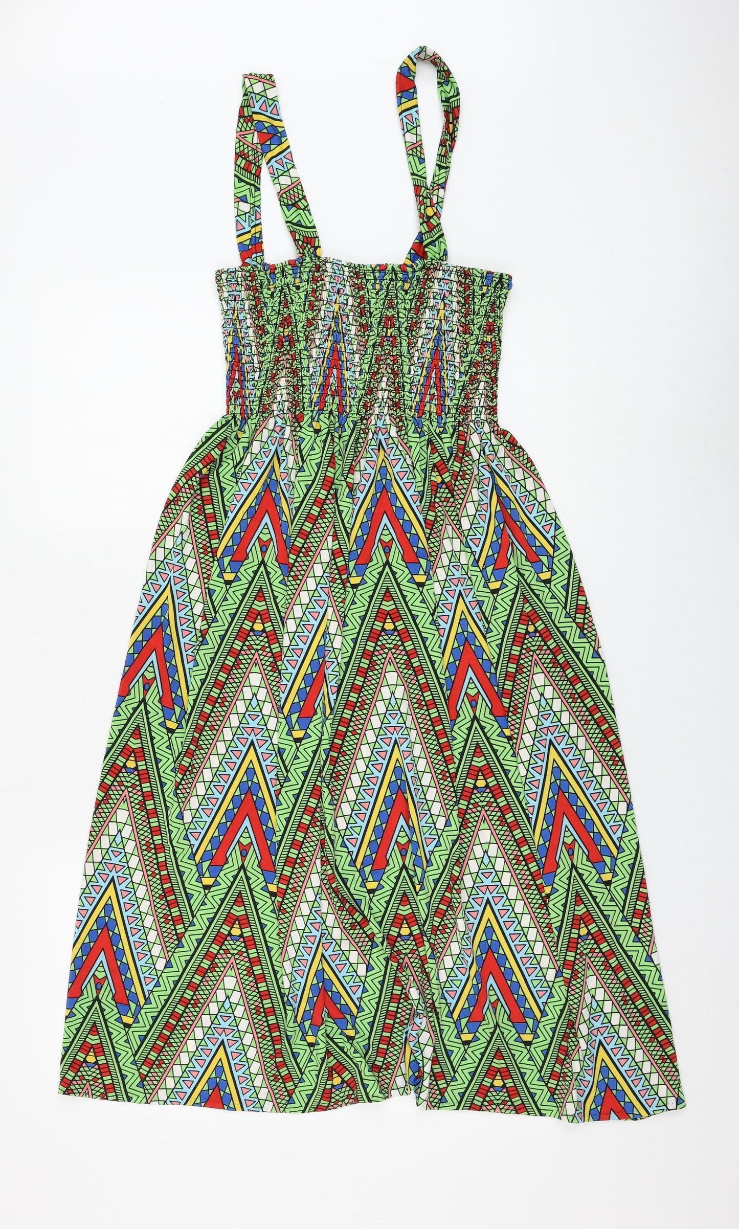 Cronos Womens Multicoloured Geometric Polyester Fit & Flare One Size Square Neck Pullover