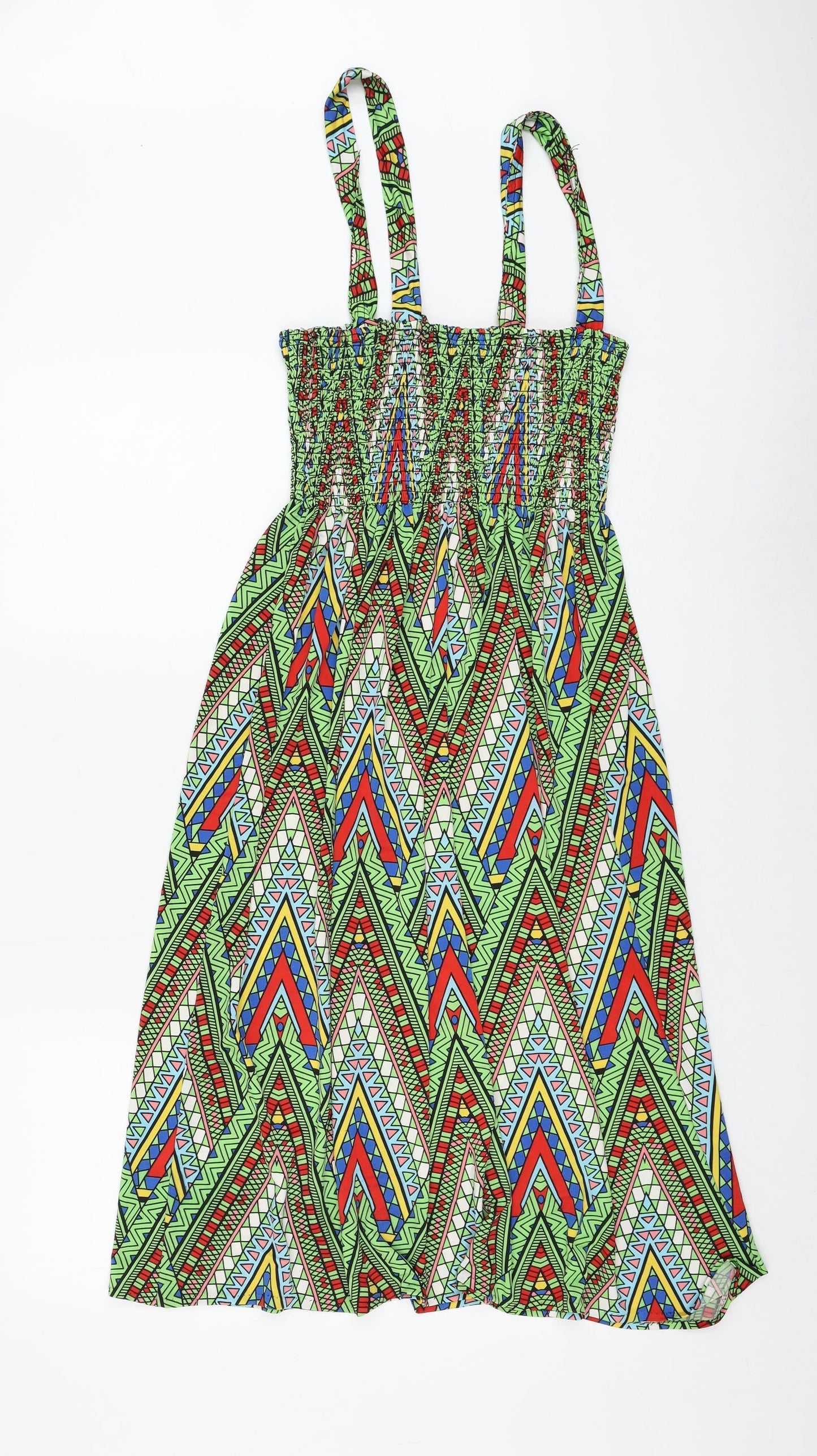 Cronos Womens Multicoloured Geometric Polyester Fit & Flare One Size Square Neck Pullover