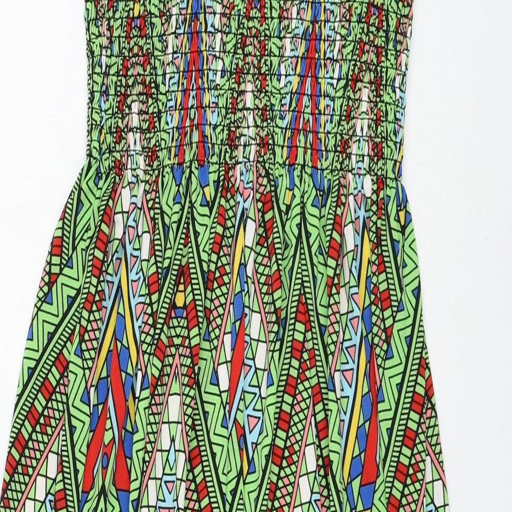 Cronos Womens Multicoloured Geometric Polyester Fit & Flare One Size Square Neck Pullover