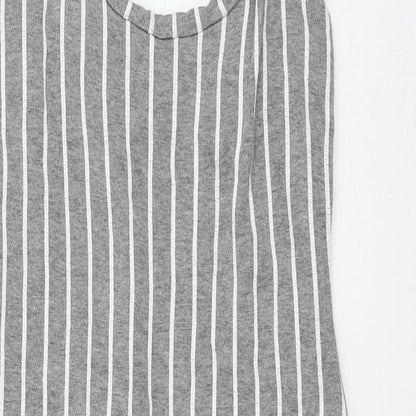 PRETTYLITTLETHING Womens Grey Striped Polyester Tank Dress Size 10 Round Neck Pullover