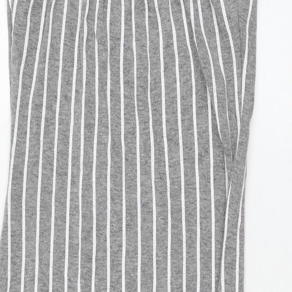 PRETTYLITTLETHING Womens Grey Striped Polyester Tank Dress Size 10 Round Neck Pullover