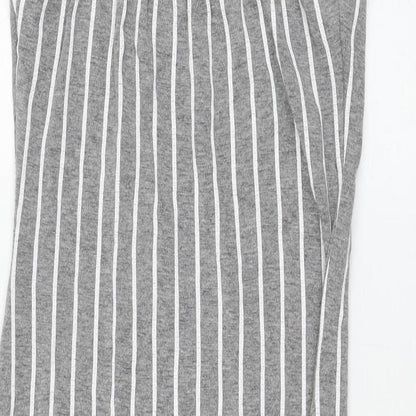 PRETTYLITTLETHING Womens Grey Striped Polyester Tank Dress Size 10 Round Neck Pullover