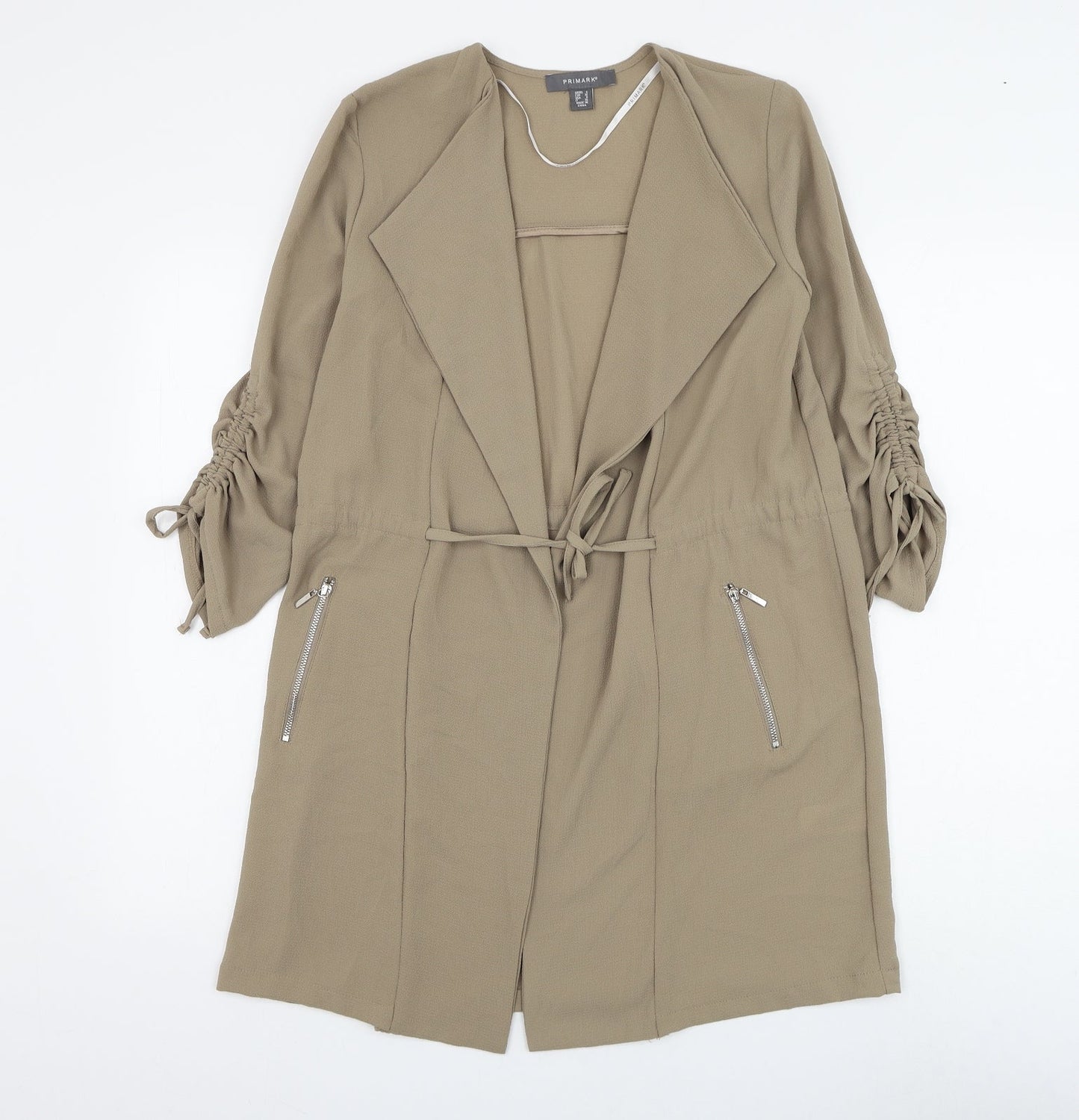 Primark Womens Brown Jacket Blazer Size 4 Tie