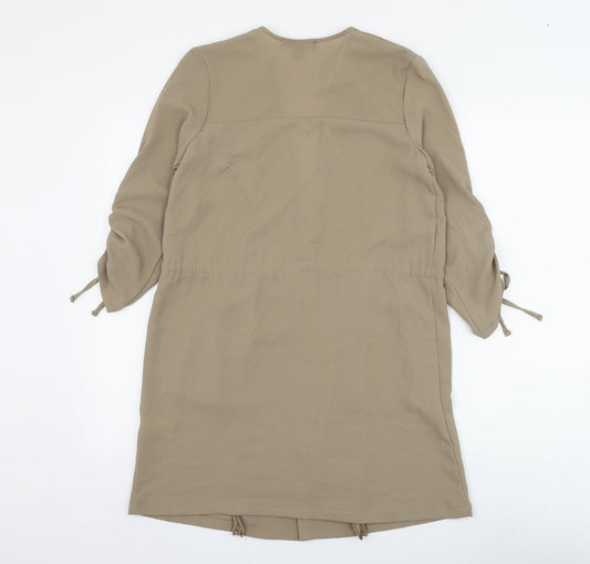 Primark Womens Brown Jacket Blazer Size 4 Tie