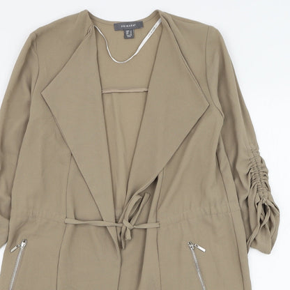 Primark Womens Brown Jacket Blazer Size 4 Tie
