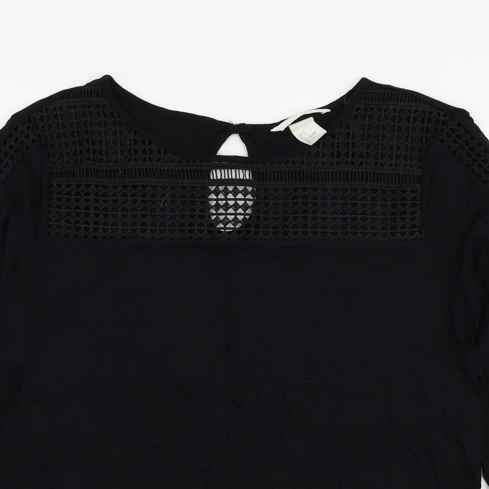 Womens UK Size S H&M Black Basic Blouse