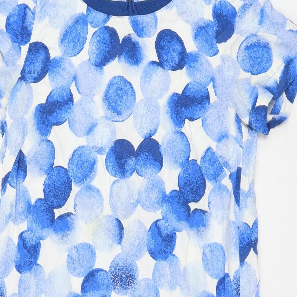 Sandwich Womens Blue Geometric Viscose Shift Size 6 Round Neck Zip