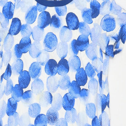 Sandwich Womens Blue Geometric Viscose Shift Size 6 Round Neck Zip