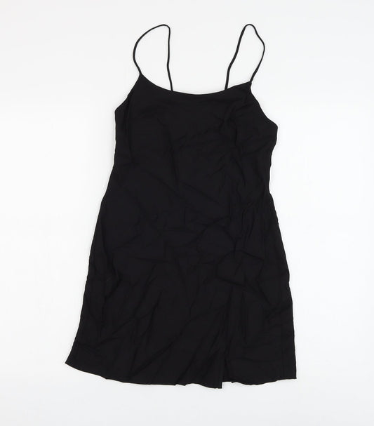 ASOS Womens Black Viscose Mini Size 8 Square Neck Pullover