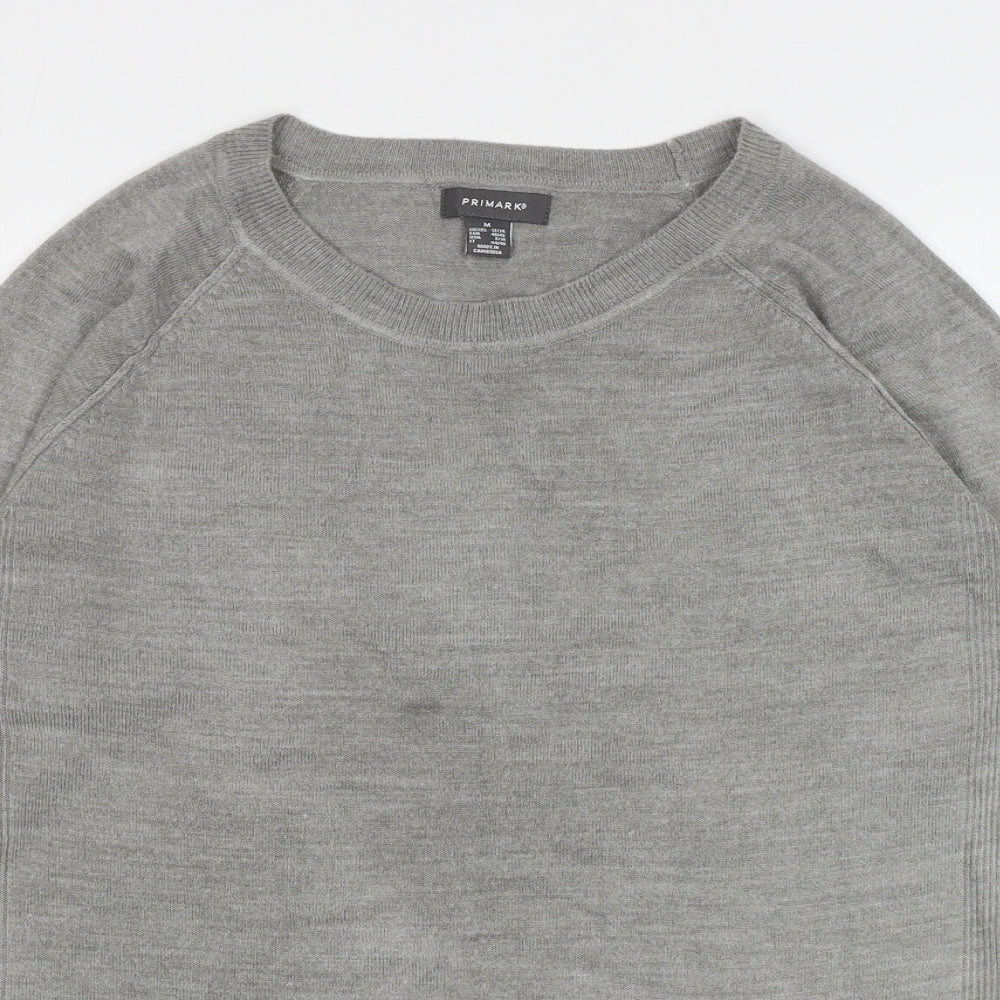 Primark Womens Grey Round Neck Acrylic Pullover Jumper Size M