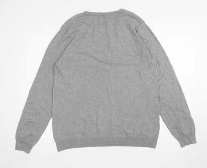 Nutmeg Mens Grey Round Neck Cotton Pullover Jumper Size L