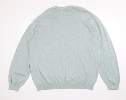 Preworn Mens Blue V-Neck Cotton Pullover Jumper Size 2XL