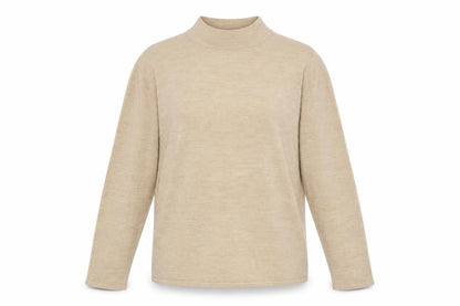 Bonmarché Womens Beige Mock Neck Acrylic Pullover Jumper Size M