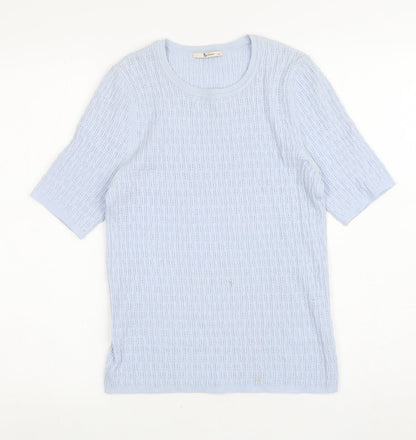 TU Womens Blue Round Neck Viscose Pullover Jumper Size 14