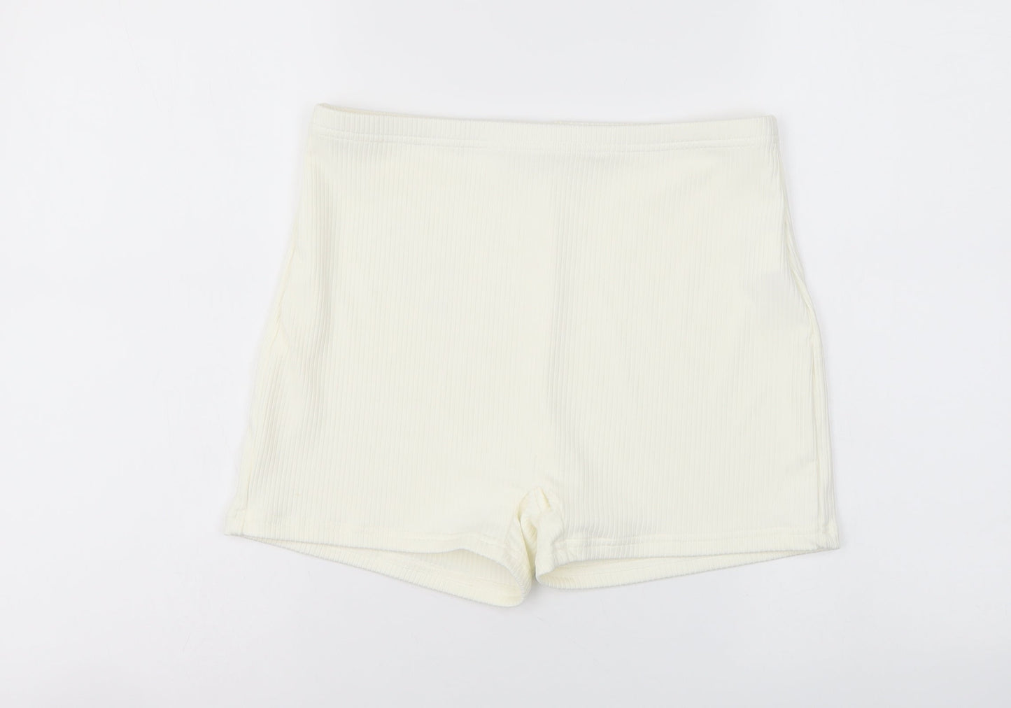 SheIn Womens Ivory Polyester Sweat Shorts Size L L3 in Regular Drawstring