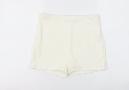 SheIn Womens Ivory Polyester Sweat Shorts Size L L3 in Regular Drawstring