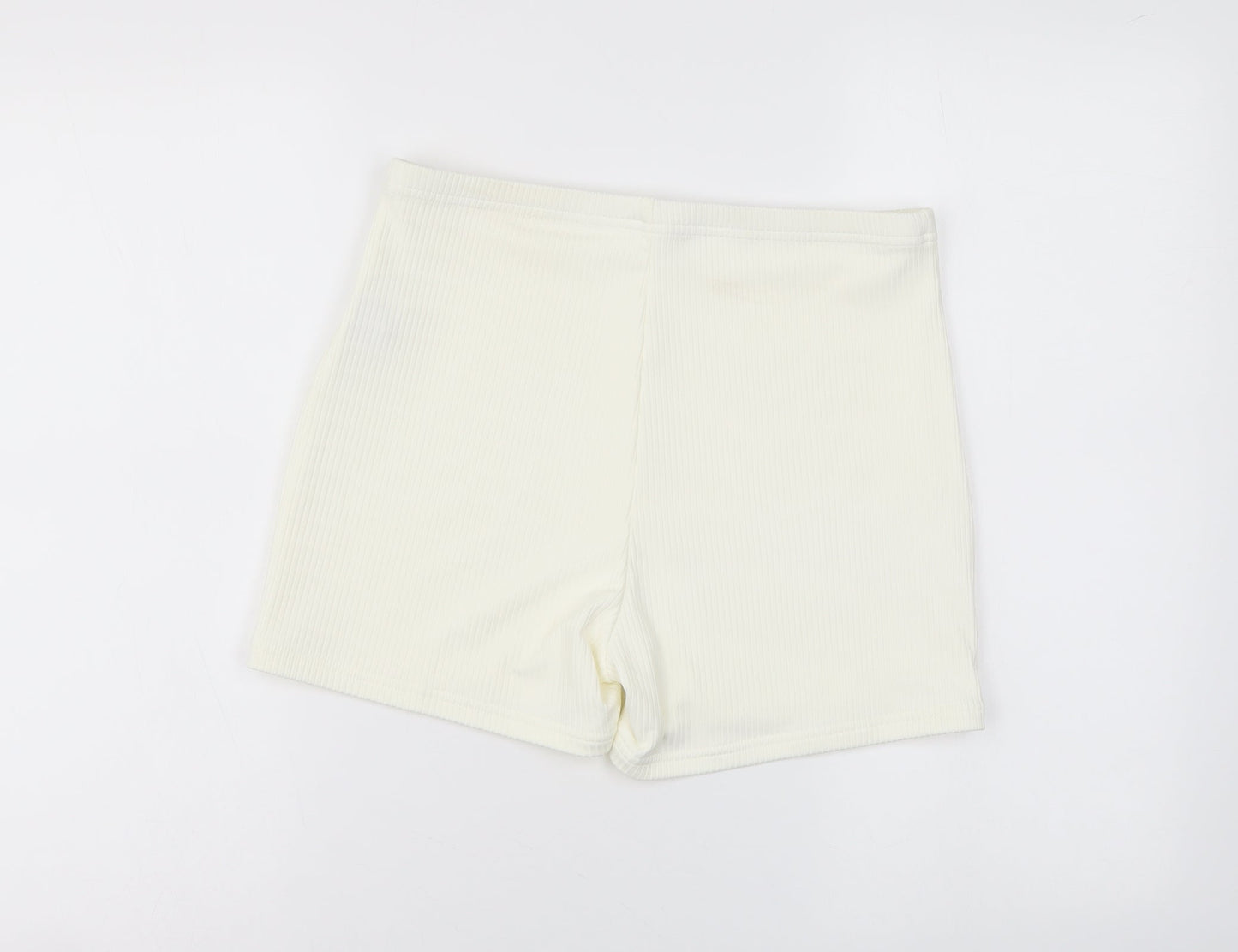 SheIn Womens Ivory Polyester Sweat Shorts Size L L3 in Regular Drawstring