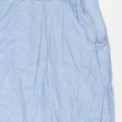 Free Heart Womens Blue Cotton Basic Button-Up Size S Collared