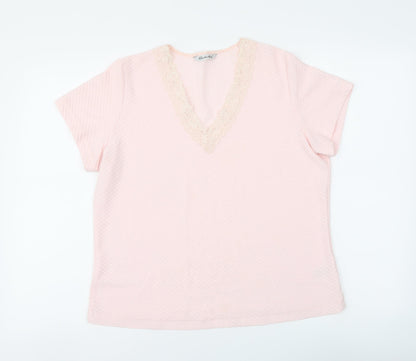 Berkertex Womens Pink Polyester Basic T-Shirt Size 14 V-Neck