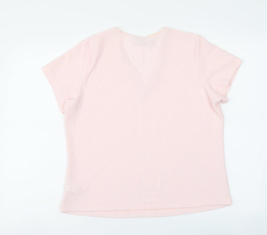 Berkertex Womens Pink Polyester Basic T-Shirt Size 14 V-Neck