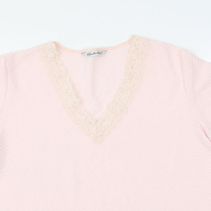 Berkertex Womens Pink Polyester Basic T-Shirt Size 14 V-Neck