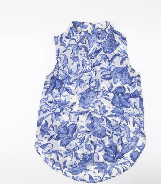 Womens UK Size 4 H&M Blue Basic Button-Up