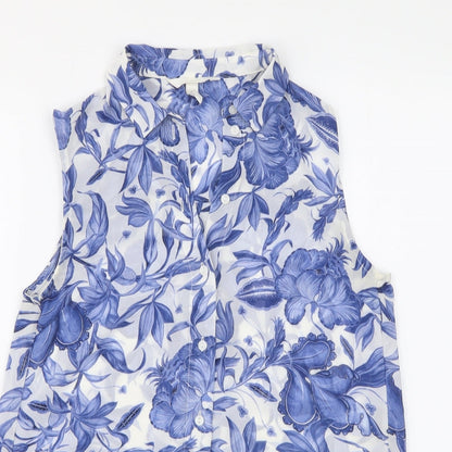 Womens UK Size 4 H&M Blue Basic Button-Up