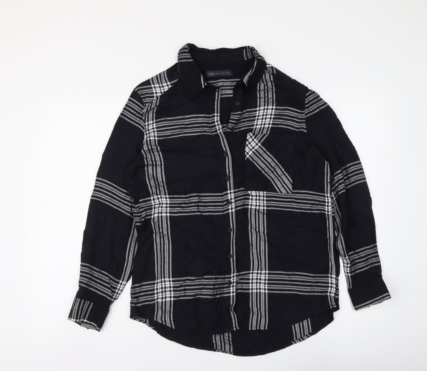 Womens UK Size 8 Marks and Spencer Black Basic Button-Up