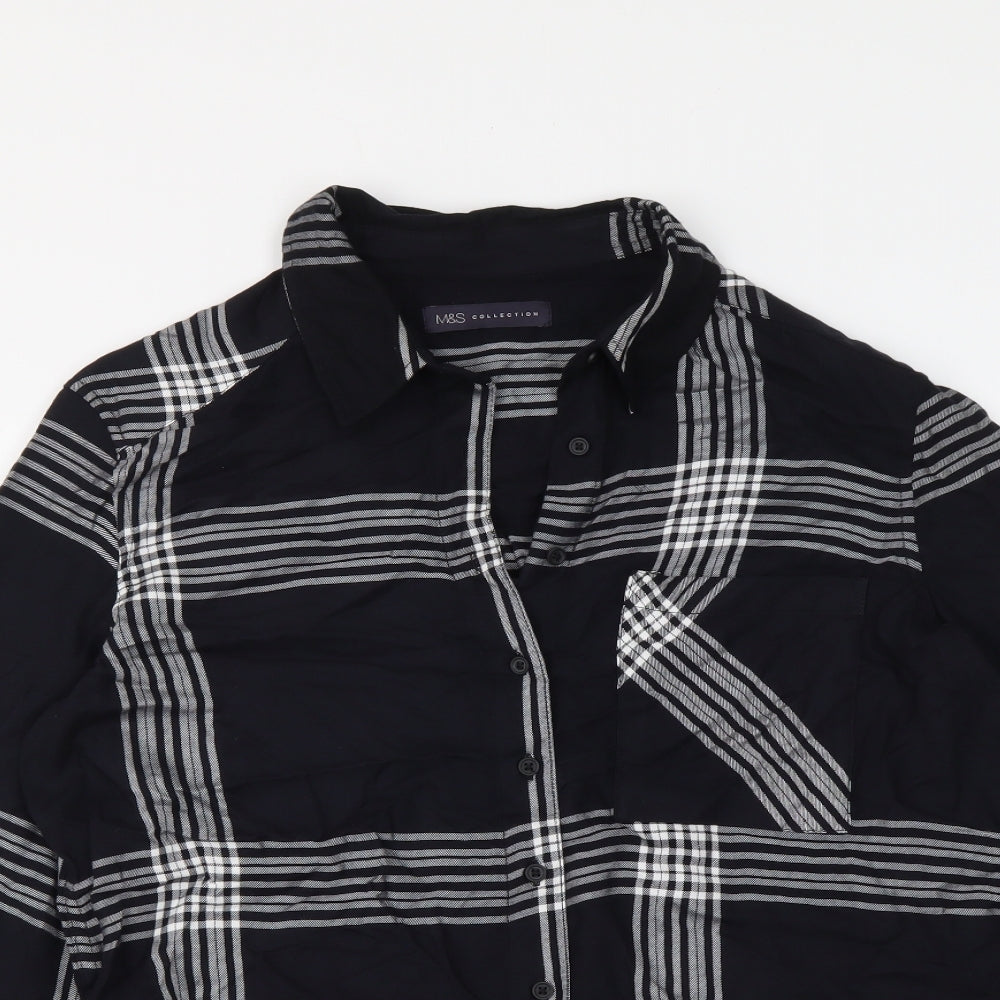 Womens UK Size 8 Marks and Spencer Black Basic Button-Up