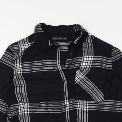 Womens UK Size 8 Marks and Spencer Black Basic Button-Up